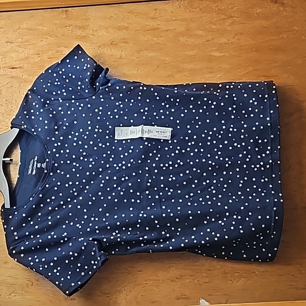 Croft & Barrow, petite xs Tee, navy with red & white stars, New With Tags